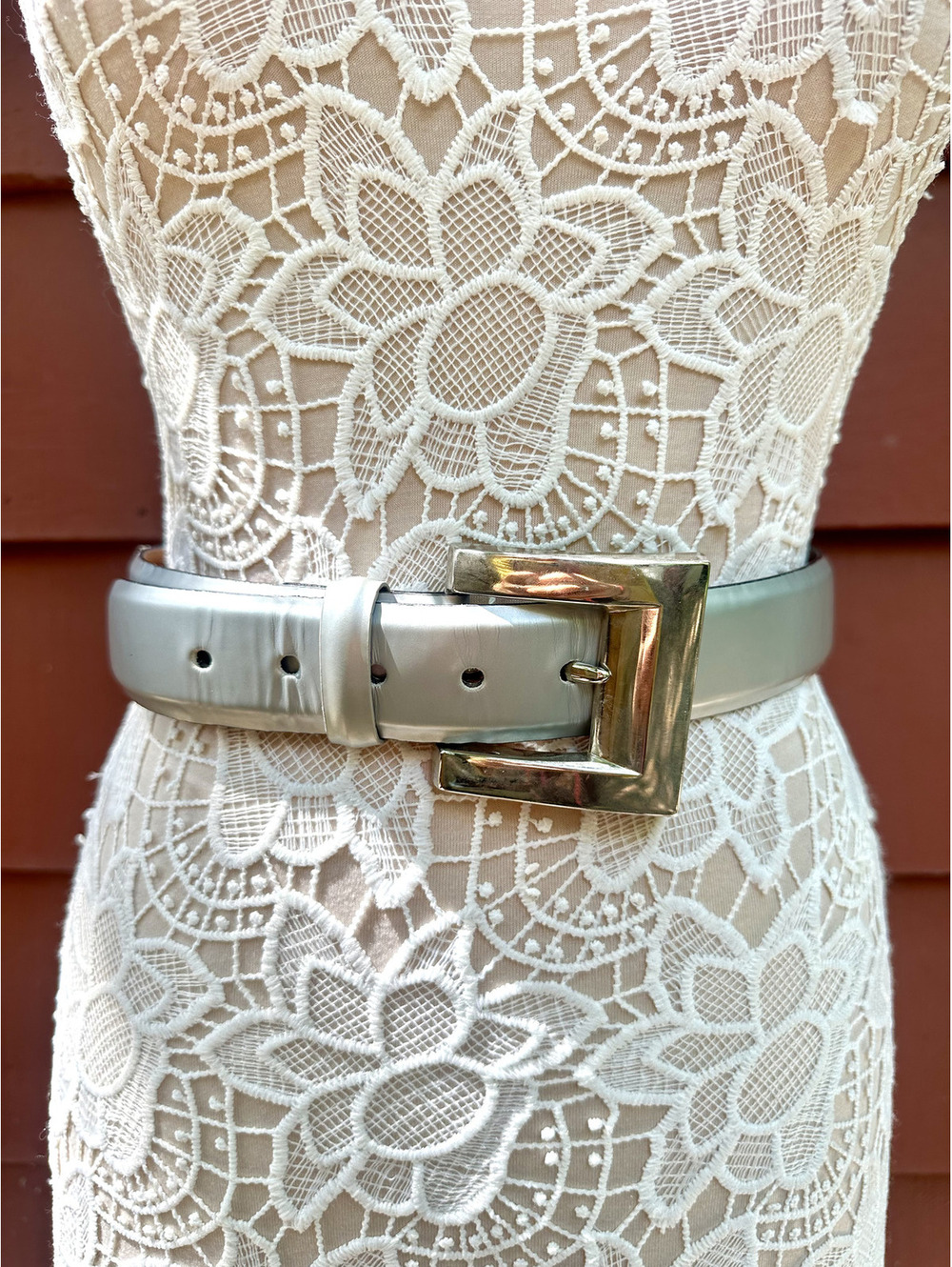 joan and david. too Silver Metallic Belt